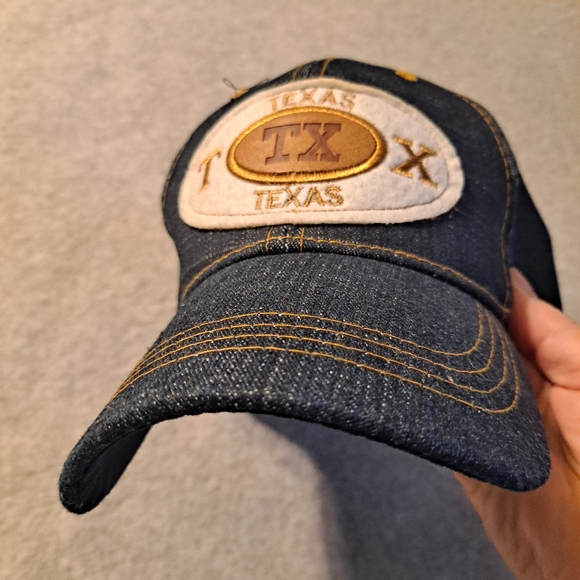 TEXAS hat blue denim adjustable cap - 100% cotton Embroidered Patch - Picture 4 of 7